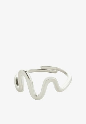 Sidabrinis metalinis žiedas su banginiu, atviru dizainu. Lygi paviršius suapvalintais kraštais, puošiamas išskirtiniu zigzago raštu. Reguliuojamo dydžio.