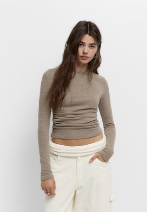 SOFT TOUCH GATHERED - Top s dlhým rukávom - brown