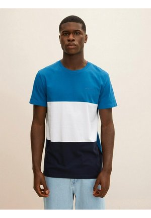 MIT BLOCKSTREIFEN - T-shirt con stampa - blue petrol