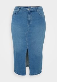NKATH SLIT MIDI SKIRT CURVE - Jeansskjørt - medium blue denim