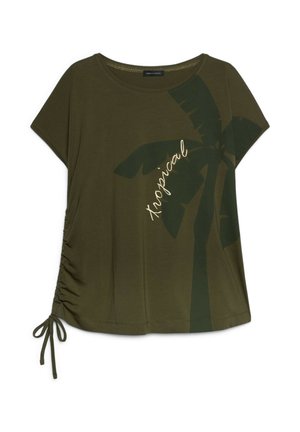 Fiorella Rubino, T-SHIRT CON STAMPA E RICAMO - T-shirts print - verde militare