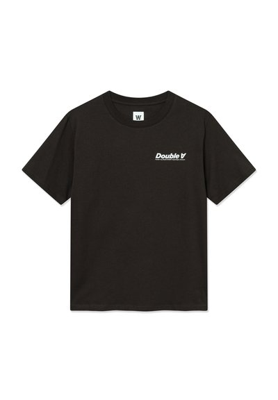 T-shirt di cotone nero con maniche corte, scollatura a girocollo e logo "Double V" bianco sulla parte sinistra del petto. Texture liscia, vestibilità regolare.