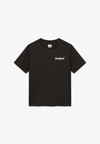 T-shirt di cotone nero con maniche corte, scollatura a girocollo e logo "Double V" bianco sulla parte sinistra del petto. Texture liscia, vestibilità regolare.