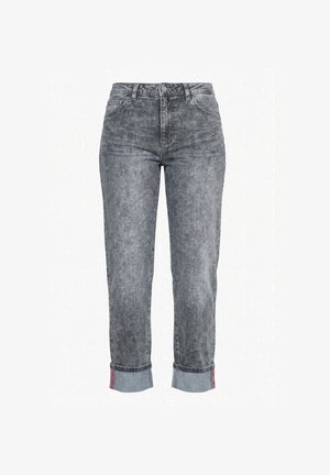 LAURASØN, ACID WASH FIXED CUFF STRETCH FIT JEANS - Jeans Slim Fit - grey denim