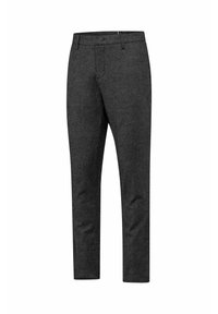 Grijze broek met een gestructureerde afwerking, met een rechte snit, riemlussen en een ritsluiting. Voorzakken inbegrepen.