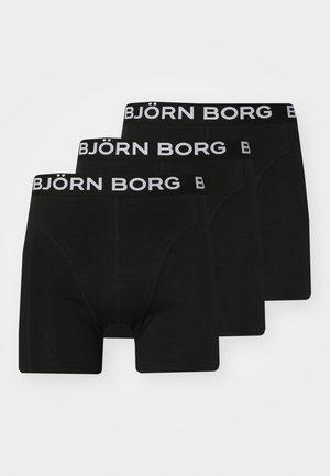 Black boxer briefs set of three, featuring a wide elastic waistband with "BJÖRN BORG" logo. Made from soft, stretchable fabric.