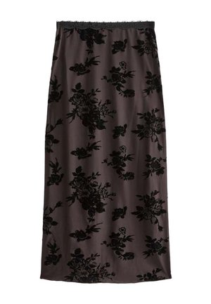 New Look, FLORAL FLOCK LACE MESH MIDI SKIRT - Falda larga - black