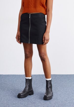 LOUISE ZIP SKIRT - Mini skirt - black