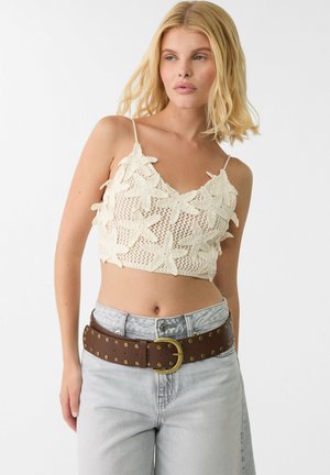 WIDE WITH STAR STUDS - Belt - mottled brown