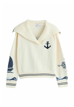 Next, REGULAR FIT - DOLPHIN BACK GRAPHIC COLLAR JUMPER - Jumper - white blue