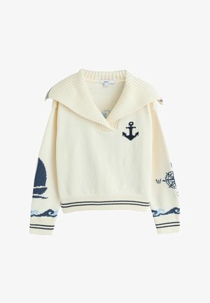 Next, REGULAR FIT - DOLPHIN BACK GRAPHIC COLLAR JUMPER - Jumper - white blue