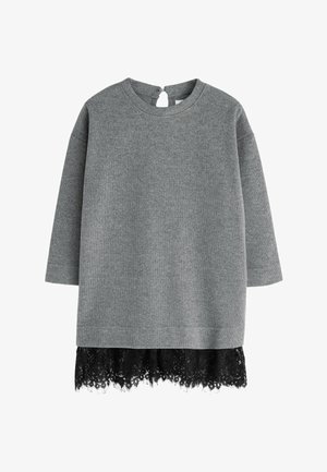 Next, LACE HEM 2-IN-1 JUMPER DRESS - Strickkleid - charcoal grey