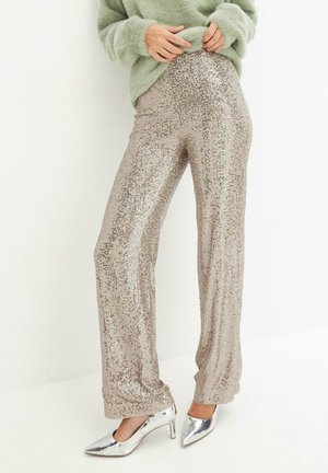 MIT PAILLETTEN - Pantalon classique - grey