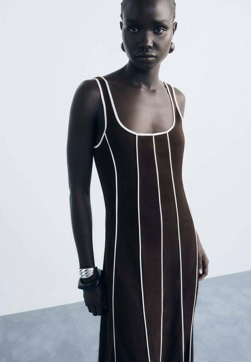 Mango STRIPED - Jersey dress - brown - Zalando