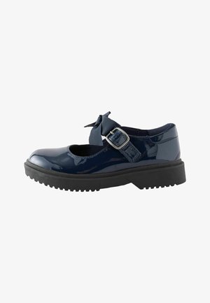 Next, Wide Fit - Bow Chunky Mary Jane School Shoes - Ballerina's met enkelbandjes - navy patent