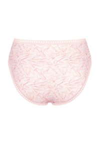Ροζ βαμβακερά σλιπ με υφή αφηρημένου μοτίβου, τελειωμένα με λεπτή δαντέλα με κυματιστό σχέδιο κατά μήκος της μέσης.