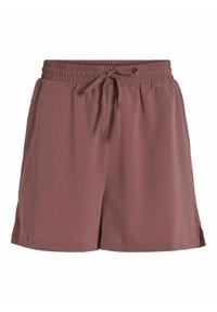 Pantaloni corti in misto cotone di un color rosa polveroso, caratterizzati da una vita elasticizzata con coulisse e aperture laterali per comfort e facilità di movimento.