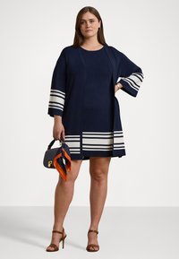 Lauren Ralph Lauren Woman TWO TONE CARDIGAN - Cardigan - refined navy/white