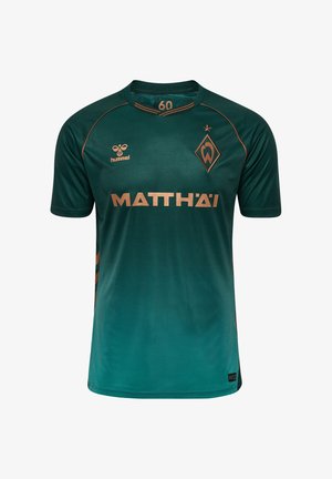 Nogometna majica v zeleni in turkizni gradient barvi z zlatimi logotipi, s sponzorskim napisom "MATTHÄI" in številko 60 znotraj ovratnika.