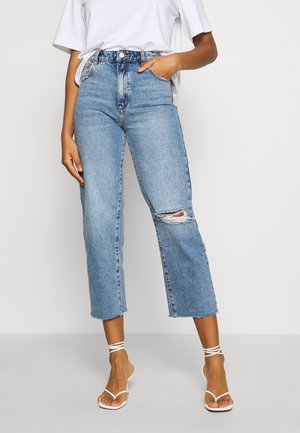 Jean droit - destroyed denim