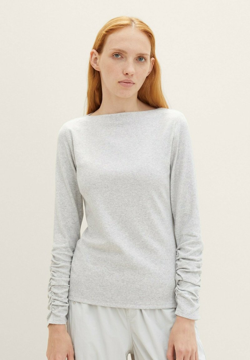TOM TAILOR DENIM U-BOOT AUSSCHNITT - Langarmshirt - basic light grey melange