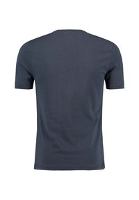 Navyblauw T-shirt met korte mouwen van katoen, met een klassieke ronde hals en een gladde textuur zonder zichtbare patronen of details.