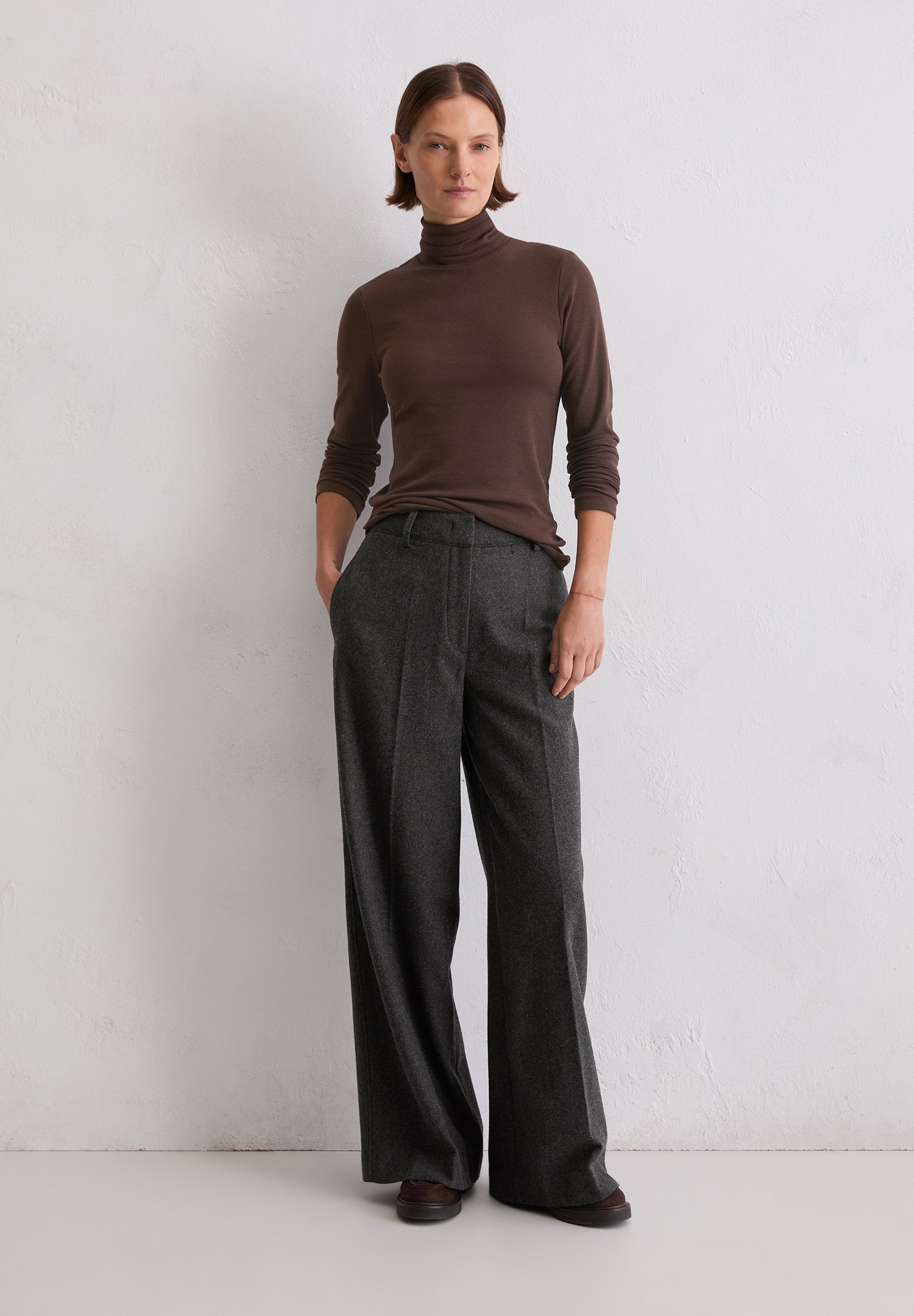 Marc O'Polo TURTLE NECK - Long sleeved top - shaded brown/brown