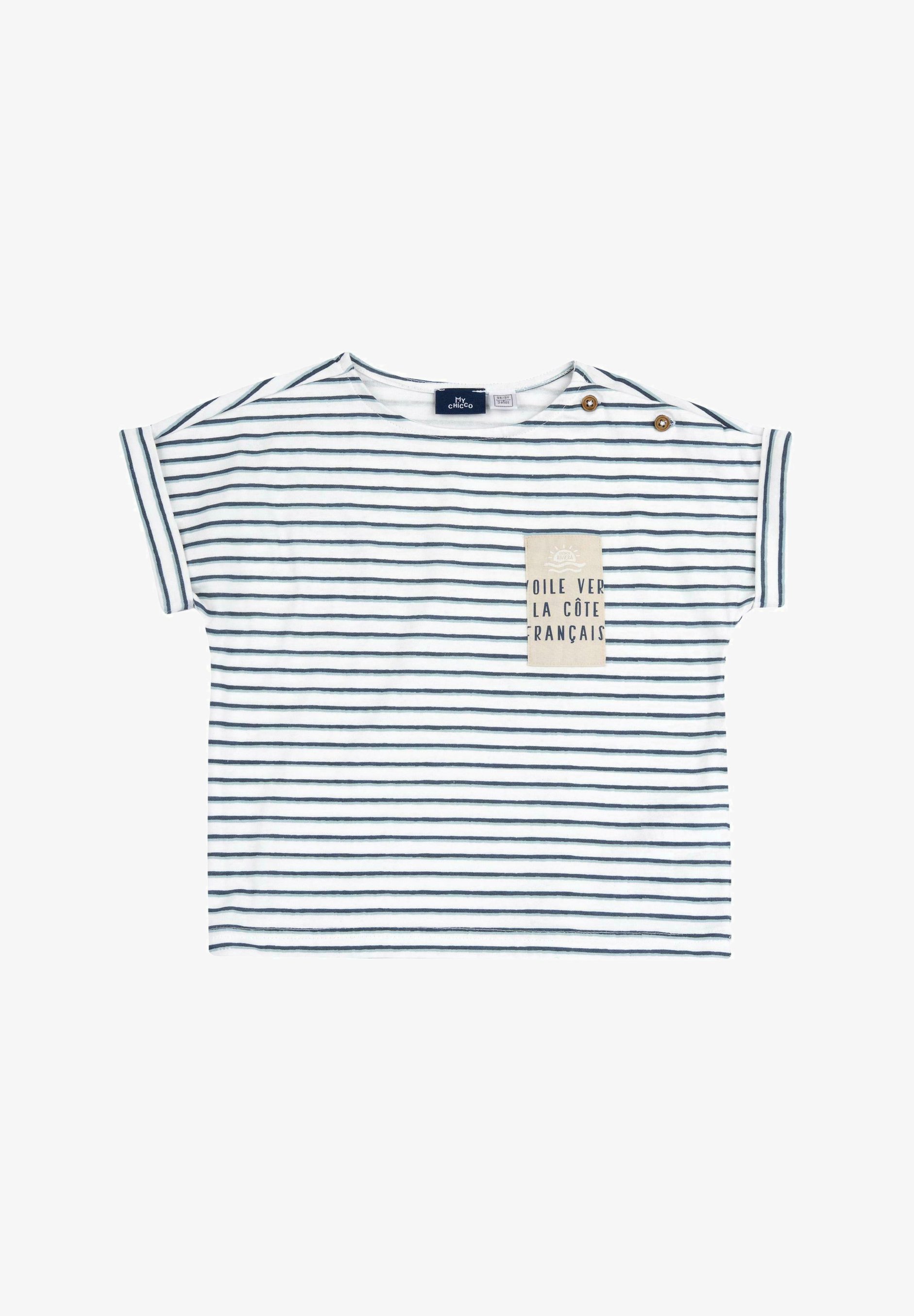 Maglietta Bambino Chicco Cotone - Maniche Corte, Tasca Rigata, Taglie 12M-12Anni - Foto 3