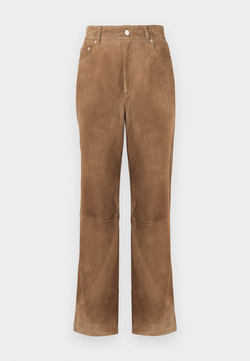 Nanushka Leren broek bruin