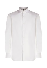 Witte blouse met lange mouwen van soepel materiaal, voorzien van een klassieke kraag en een knopsluiting aan de voorkant. Geribbelde manchetten en een rechte zoom.
