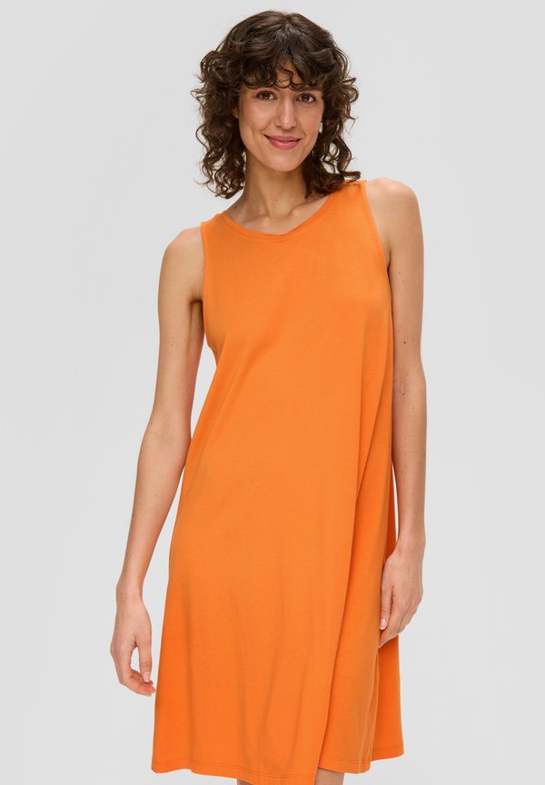 RUNDHALSAUSSCHNITT - Jerseykleid - orange