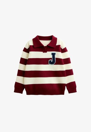 JoJo Maman Bébé, KNITTED COLLAR JUMPER - Striktrøje - red stripe