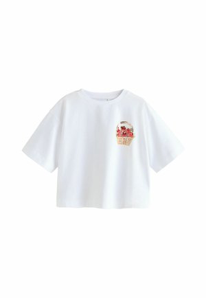 Next, REGULAR FIT - OVERSIZED BOXY SEQUIN GRAPHIC T-SHIRT  . - Nyomott mintás póló - white strawberry
