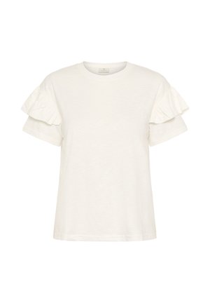 Kaffe, KAERIN FLOUNCE T-SHIRT - T-shirt imprimé - chalk