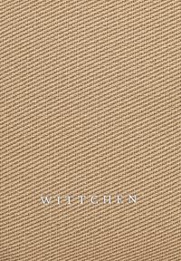 Beżowa tkanina o fakturze z ukośnym wzorem żebrowym, z nazwą marki "WITTCHEN" w srebrnym nadruku na dole.
