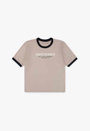 Abercrombie & Fitch RINGER - Tricou cu imprimeu - simply taupe