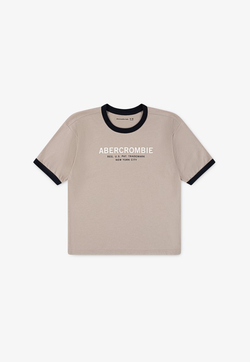 Abercrombie & Fitch RINGER - Print T-shirt - simply taupe