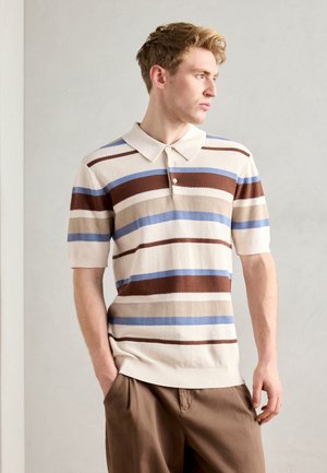 REGULAR FIT STRIPED - Polo shirt - plaza taupe