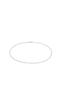 Collana in argento con forme ovali e rotonde collegate, caratterizzata da una superficie liscia e completata da un semplice gancio.