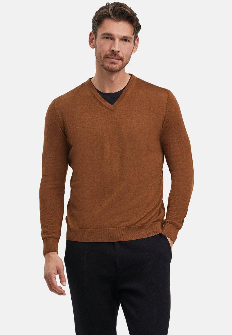 FALKE Basic New Merino V-Neck - Strickpullover - brown (5100)