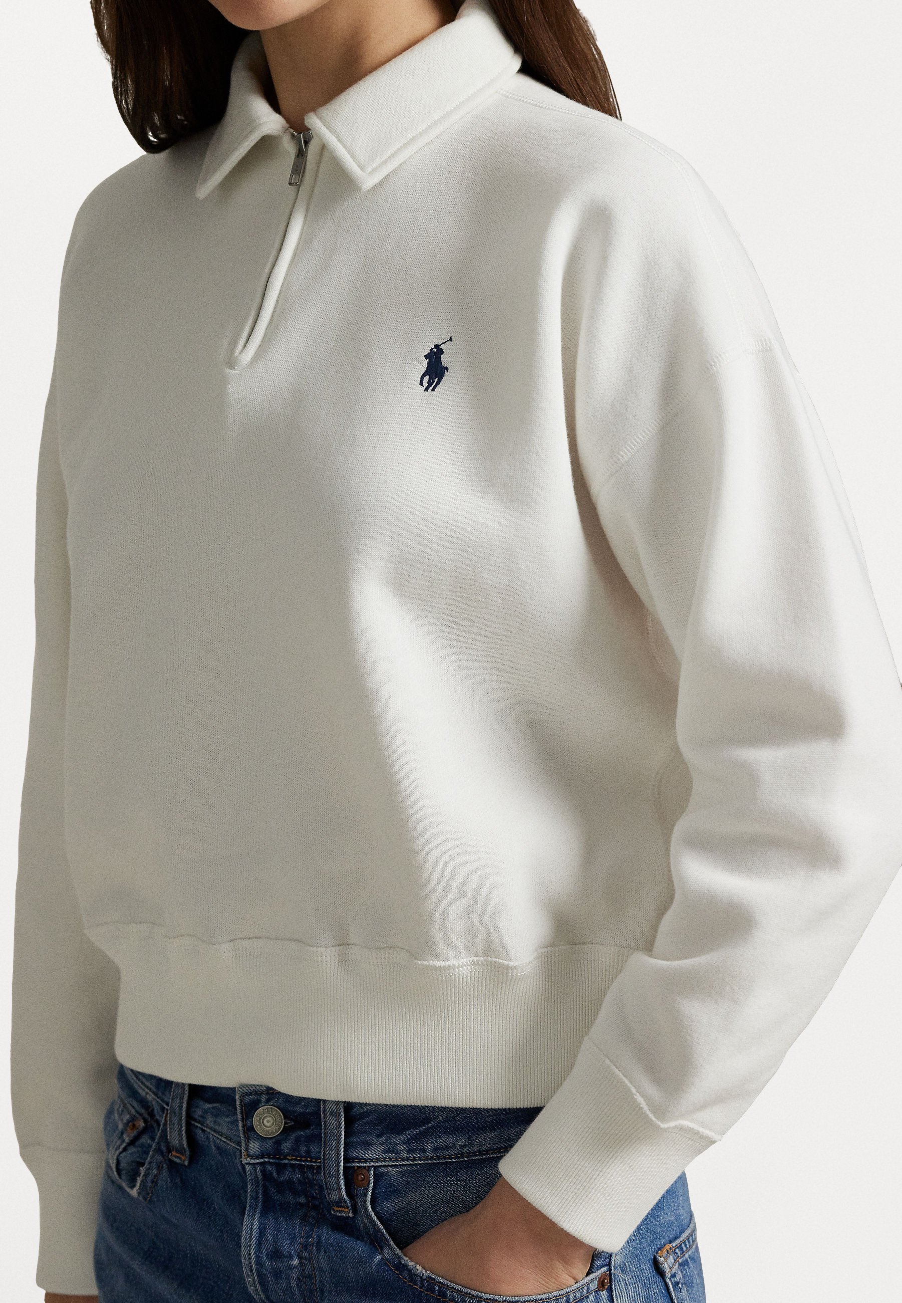 Polo Ralph Lauren FLEECE QUARTER-ZIP - Bluză de molton - white/alb