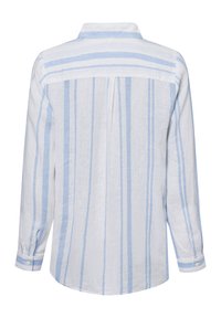 Leichte Leinenbluse mit blauen und weißen vertikalen Streifen, klassischem Kragen und langen Ärmeln mit Knopfmanschetten.