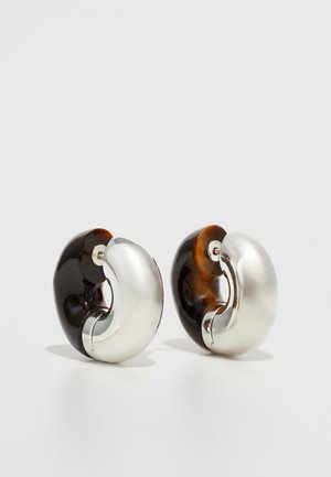 STRATUS HOOP EARRINGS - Oorbellen - silver-coloured/brown