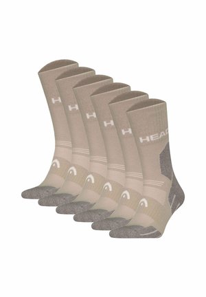 UNISEX 6ER PACK - ALL CLIMATES CREW,  LOGO - Sports socks - taupe