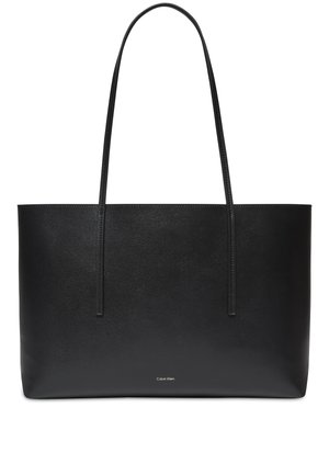 Calvin Klein FOIL LOGO TOTE POUCH - Geantă de pânză - black/toasted coconut