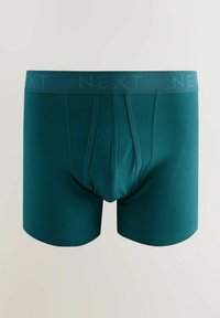 Teal színű férfi boxeralsó texturált derékkal, amelyen a "NEXT" márkanevének felirata található. Szoros illeszkedésű és puha anyagú.