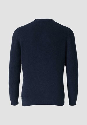 Marine gebreide trui met een ronde hals, geribbelde manchetten en zoom. Bevat een textuurafwerking en een losse pasvorm, geschikt voor casual wear.
