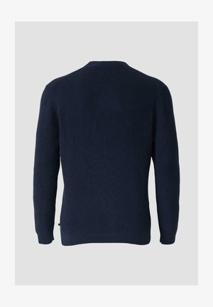Marine gebreide trui met een ronde hals, geribbelde manchetten en zoom. Bevat een textuurafwerking en een losse pasvorm, geschikt voor casual wear.