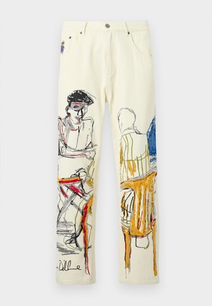 DOMINOS EMBROIDERY - Jeans Straight Leg - cream