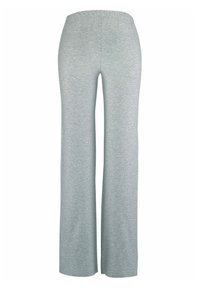 Grauweite Hosen aus einem weichen, leicht strukturierten Stoff. Verfügt über einen elastischen Bund für zusätzlichen Komfort. Keine Taschen oder auffälligen Muster.